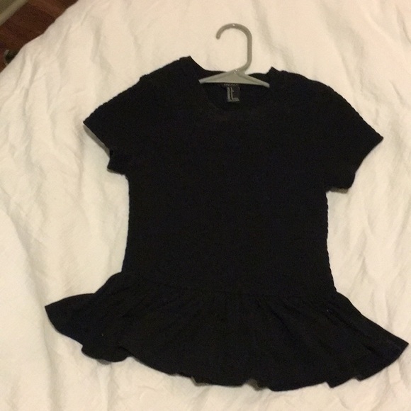 Black Ruched Peplum Top Forever 21 - Picture 1 of 2